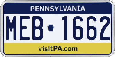 PA license plate MEB1662