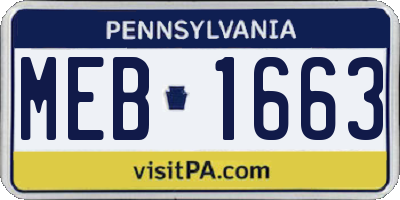 PA license plate MEB1663