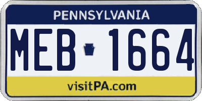 PA license plate MEB1664