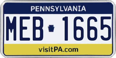 PA license plate MEB1665