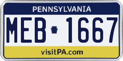 PA license plate MEB1667
