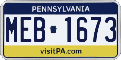 PA license plate MEB1673