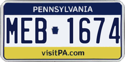 PA license plate MEB1674
