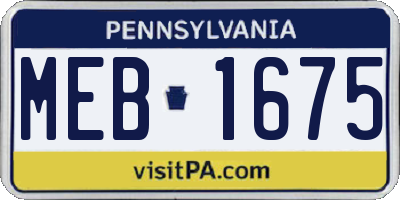 PA license plate MEB1675