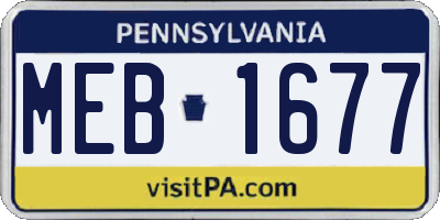 PA license plate MEB1677