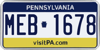 PA license plate MEB1678