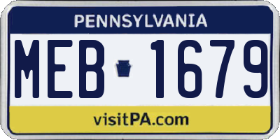 PA license plate MEB1679