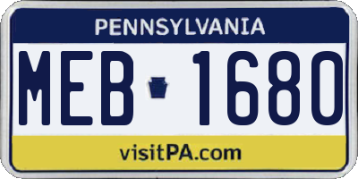 PA license plate MEB1680