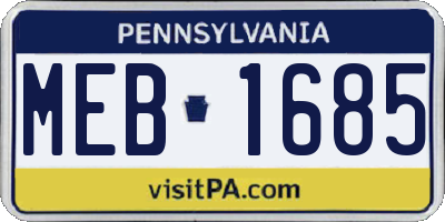 PA license plate MEB1685