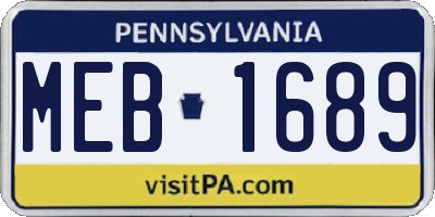PA license plate MEB1689