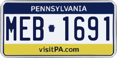 PA license plate MEB1691