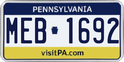 PA license plate MEB1692
