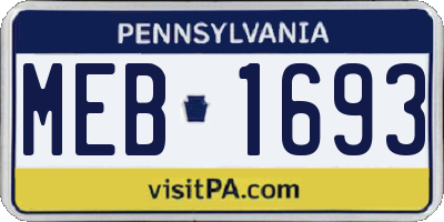 PA license plate MEB1693