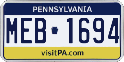PA license plate MEB1694
