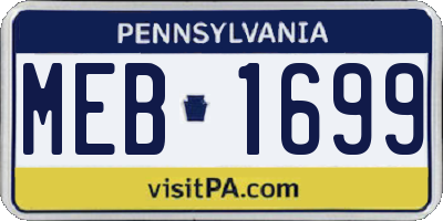PA license plate MEB1699