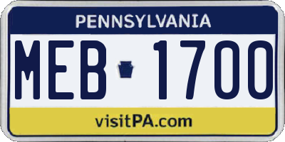 PA license plate MEB1700