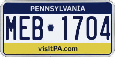 PA license plate MEB1704