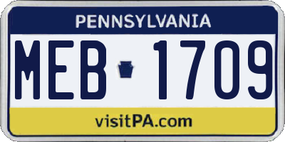 PA license plate MEB1709
