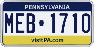 PA license plate MEB1710