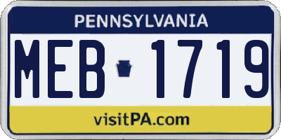 PA license plate MEB1719