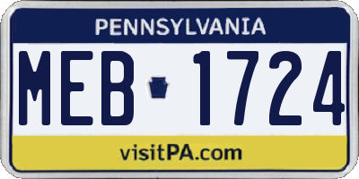 PA license plate MEB1724
