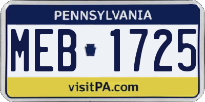 PA license plate MEB1725