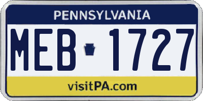 PA license plate MEB1727