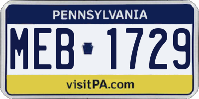 PA license plate MEB1729