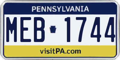 PA license plate MEB1744