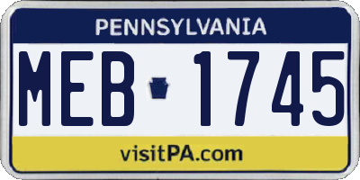 PA license plate MEB1745