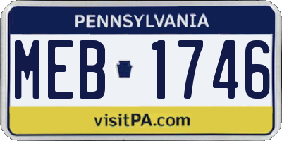 PA license plate MEB1746