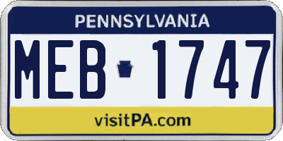 PA license plate MEB1747