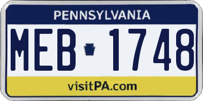 PA license plate MEB1748