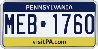 PA license plate MEB1760