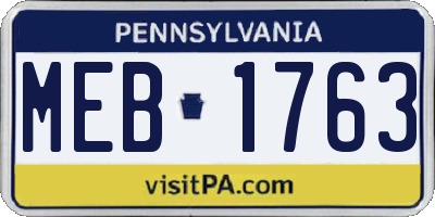 PA license plate MEB1763
