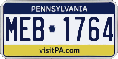 PA license plate MEB1764