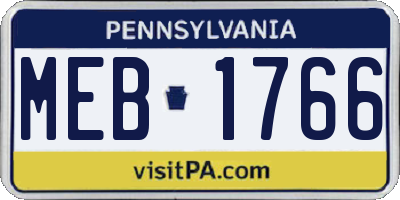PA license plate MEB1766