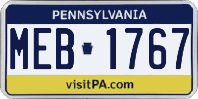 PA license plate MEB1767