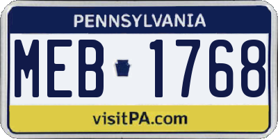 PA license plate MEB1768