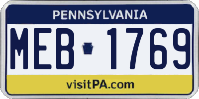 PA license plate MEB1769
