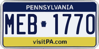 PA license plate MEB1770