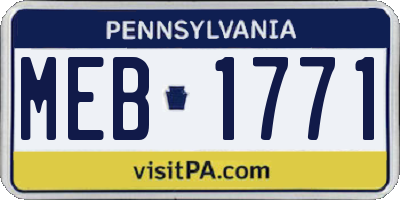 PA license plate MEB1771