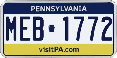PA license plate MEB1772