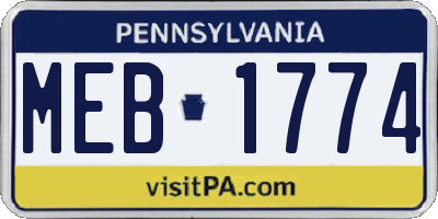 PA license plate MEB1774