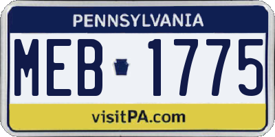 PA license plate MEB1775