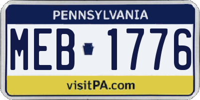 PA license plate MEB1776