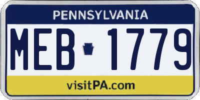PA license plate MEB1779