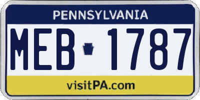 PA license plate MEB1787