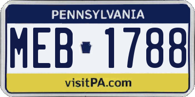 PA license plate MEB1788