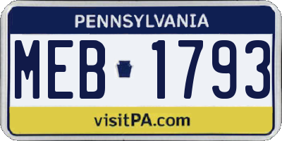 PA license plate MEB1793
